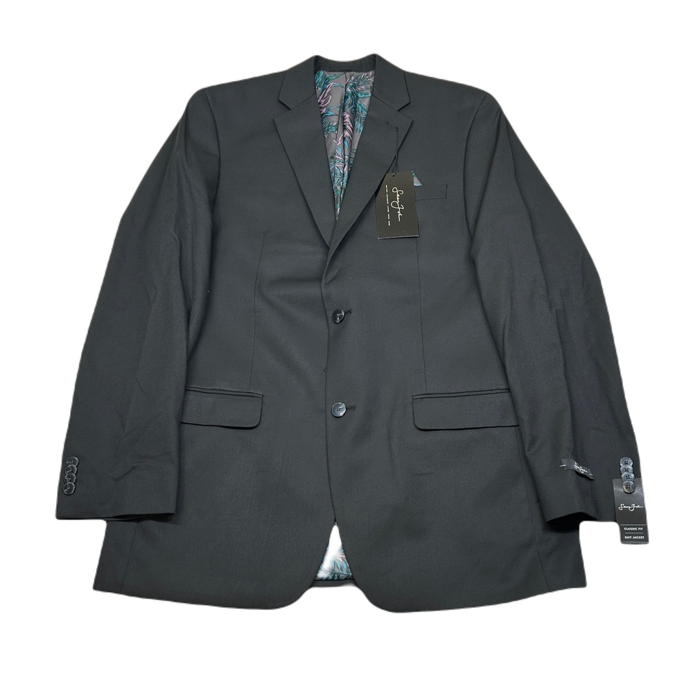 Sean John Black Solid Suit Jacket Mens 42XL 42 Sport Coat Classic-Fit $360‎
